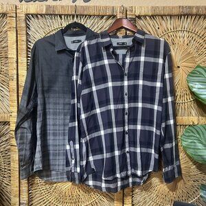 Vince Men’s Plaid Button Down Long Sleeve Collared Shirt Size Large Lots of 2